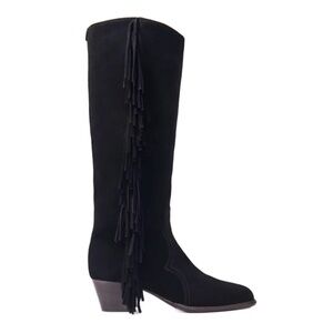 Fringed suede cowboy boots